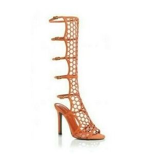 Tamara Mellon Orange Gladiator Heels 37.5 (7.5)